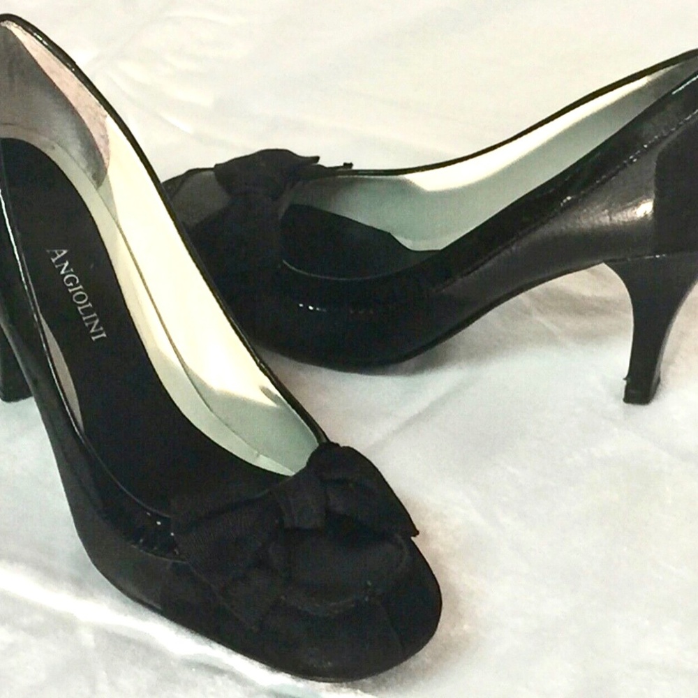 ENZO ANGIOLINI EA Karie Flexo Sole Black Leather/Suede Round Toe Pumps~5.5M